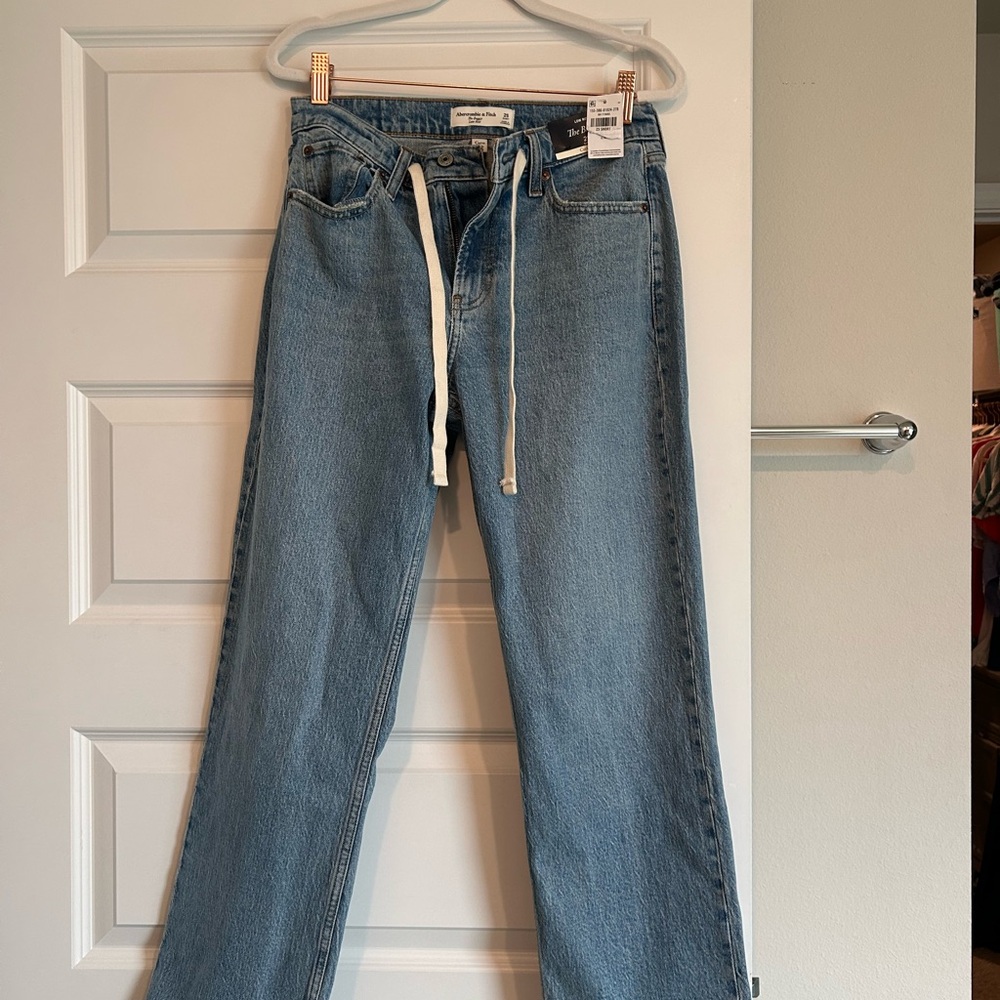 Abercrombie & Fitch Light Blue Flare Jeans with Drawstring
